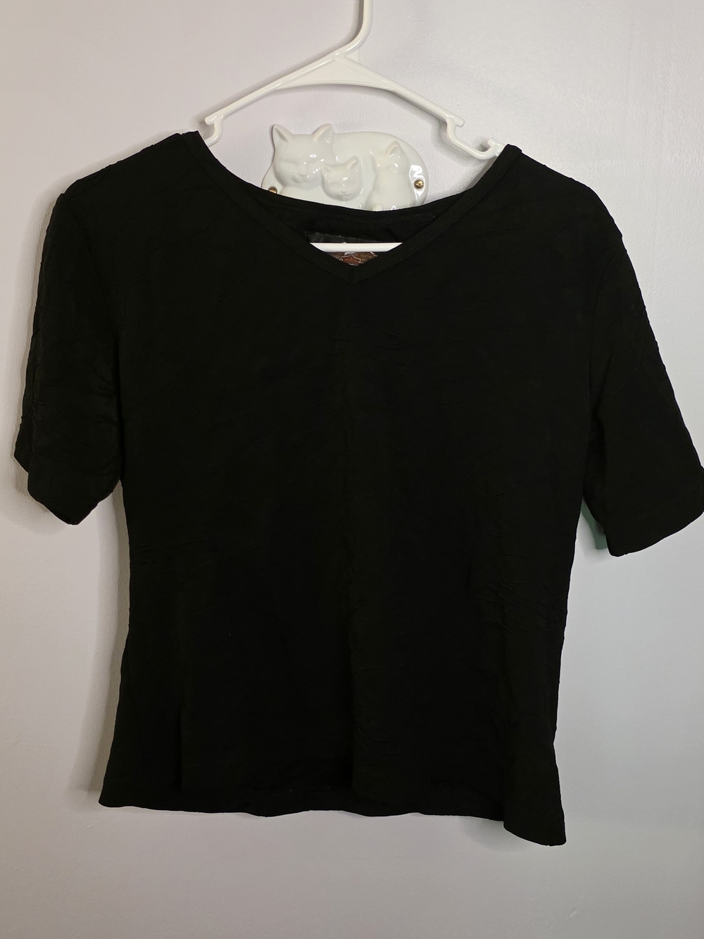 Vintage Harley-Davidson women's black-on-black flame embroidered Tee Sz L